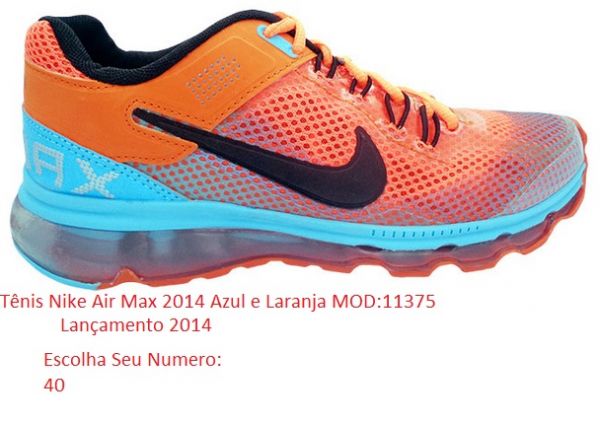 Tênis Nike Air Max 2014 Azul e Laranja MOD:11375