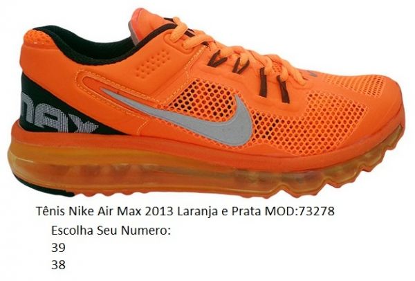 Tênis Nike Air Max 2013 Laranja e Prata MOD:73278