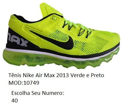 Tênis Nike Air Max 2013 Verde e Preto MOD:10749
