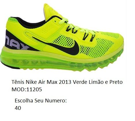 Tênis Nike Air Max 2013 Verde Limão e Preto MOD:11205