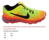 Tênis Nike Air Max 2014 Laranja e Verde Limão MOD:11636